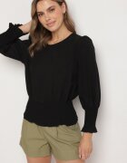 j studio Bluză Neagră cu Vâscoză și Nervuri Velio
