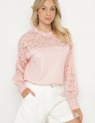 j studio Bluză Roz deschis din viscoză decorată cu dantelă Evisso