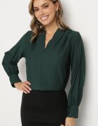 j studio Bluză Verde închis cu Mânecă bufantă și Decolteu în V Lesna