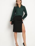 j studio Bluză Verde închis cu Mânecă bufantă și Decolteu în V Lesna