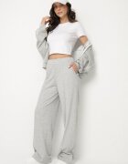 j studio Pantaloni Largi Gri deschis cu viscoză cu dungă Silhiris