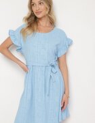 j studio Rochie Albastru deschis Decorată cu volane și cu curea Izulira
