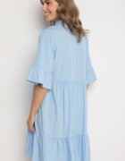 j studio Rochie Albastru deschis Evazată din Viscoză Decorată cu volane Eviriane