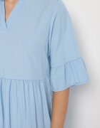j studio Rochie Albastru deschis Evazată din Viscoză Decorată cu volane Eviriane