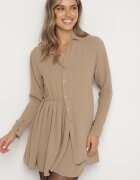 j studio Rochie Asimetrică Bej închis cu croială de cămașă cu elastic în talie Elodina