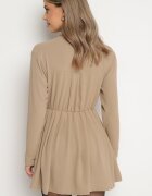 j studio Rochie Asimetrică Bej închis cu croială de cămașă cu elastic în talie Elodina