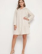 j studio Rochie bej deschisă tip cămașă din vâscoză cu volan Penzedi