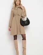 j studio Rochie Bej închis Plisată cu șnur decorativ și elastic în talie Melondria