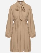 j studio Rochie Bej închis Plisată cu șnur decorativ și elastic în talie Melondria