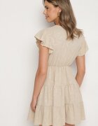 j studio Rochie bej petrecută decorată cu volane și curea Liliessa