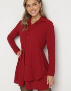 j studio Rochie Bordeaux Asimetrică cu croi de cămașă cu elastic în talie Elodina