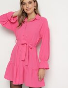 j studio Rochie Cămașă Roză cu Cordon Legat Stevania