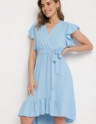 j studio Rochie Cloș Albastră deschisă Decorată cu volan și curea Natiellea