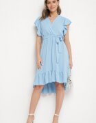 j studio Rochie Cloș Albastră deschisă Decorată cu volan și curea Natiellea