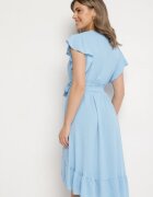 j studio Rochie Cloș Albastră deschisă Decorată cu volan și curea Natiellea