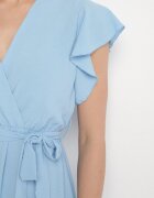 j studio Rochie Cloș Albastră deschisă Decorată cu volan și curea Natiellea