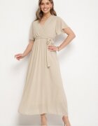 j studio Rochie de cocktail Bej cu paiete decorată cu o curea Ziliane