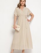 j studio Rochie de cocktail Bej cu paiete decorată cu o curea Ziliane