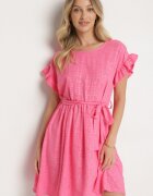 j studio Rochie Fucsia Decorată cu volane și curea Izulira