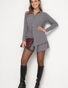 j studio Rochie Gri Asimetrică cu Croială Tip Cămașă cu Elastic în Talie Elodina