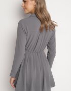 j studio Rochie Gri Asimetrică cu Croială Tip Cămașă cu Elastic în Talie Elodina