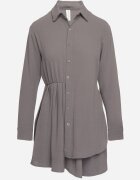 j studio Rochie Gri Asimetrică cu Croială Tip Cămașă cu Elastic în Talie Elodina