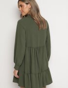 j studio Rochie Mini Verde Lejeră cu Volan și Manșete la Mâneci Vertecja
