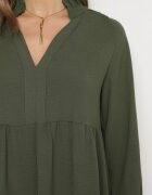 j studio Rochie Mini Verde Lejeră cu Volan și Manșete la Mâneci Vertecja