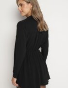 j studio Rochie Neagră Asimetrică cu croială tip cămașă cu elastic în talie Elodina