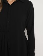j studio Rochie Neagră Asimetrică cu croială tip cămașă cu elastic în talie Elodina