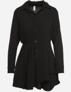 j studio Rochie Neagră Asimetrică cu croială tip cămașă cu elastic în talie Elodina