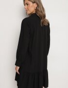 j studio Rochie Neagră din Vâscoză cu Croială Tip Cămașă cu Volan Penzedi