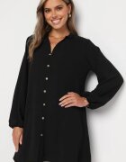 j studio Rochie Neagră dreaptă evazată cu nasturi decorativi Alcionete