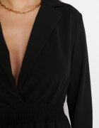 j studio Rochie Neagră Evazată Midi cu Decolteu Petrecut și Elastic în Talie Ametis