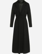 j studio Rochie Neagră Evazată Midi cu Decolteu Petrecut și Elastic în Talie Ametis