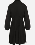 j studio Rochie Neagră Plisată cu Legătură Decorativă și Elastic în Talie Melondria