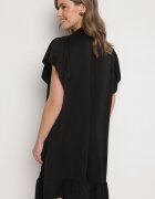 j studio Rochie Neagră tip cămașă cu nasturi și volane Tenalena