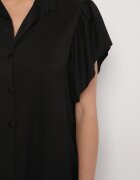 j studio Rochie Neagră tip cămașă cu nasturi și volane Tenalena