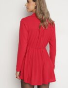 j studio Rochie roșie asimetrică stil cămașă cu elastic în talie Elodina