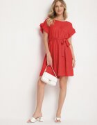 j studio Rochie roșie Decorată cu volane și curea Izulira