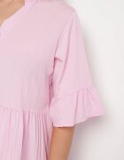 j studio Rochie Roz Evazată cu Viscoză Decorată cu Volane Eviriane