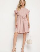 j studio Rochie Roz închis Decorată cu Volane și cu o Curea Izulira