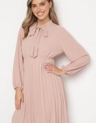 j studio Rochie Roz Plisată cu Legătură Decorativă și Elastic în Talie Melondria