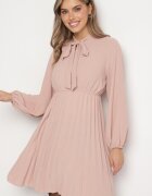 j studio Rochie Roz Plisată cu Legătură Decorativă și Elastic în Talie Melondria