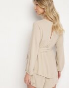 j studio Rochie-salopetă bej tip plic mini cu volan Bomina