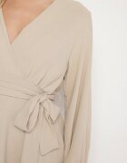 j studio Rochie-salopetă bej tip plic mini cu volan Bomina
