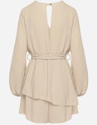 j studio Rochie-salopetă bej tip plic mini cu volan Bomina