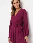 j studio Rochie Salopetă Petrecută Violet Mini cu Volan Bomina