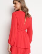 j studio Rochie-salopetă roșie petrecută mini cu volan Bomina