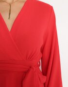 j studio Rochie-salopetă roșie petrecută mini cu volan Bomina